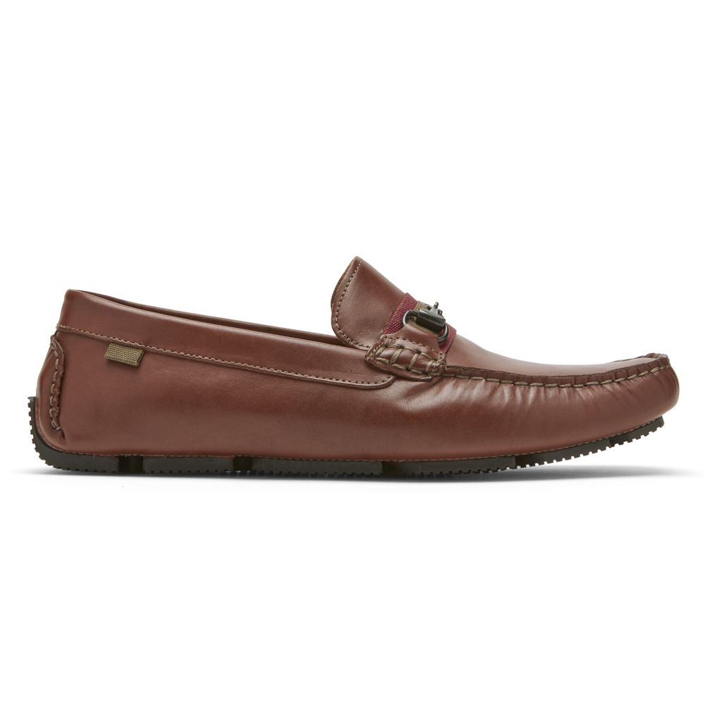 Rockport Men's Rhyder Bit Slip-Ons Loafers - Brown - USA (6082EJAPB)